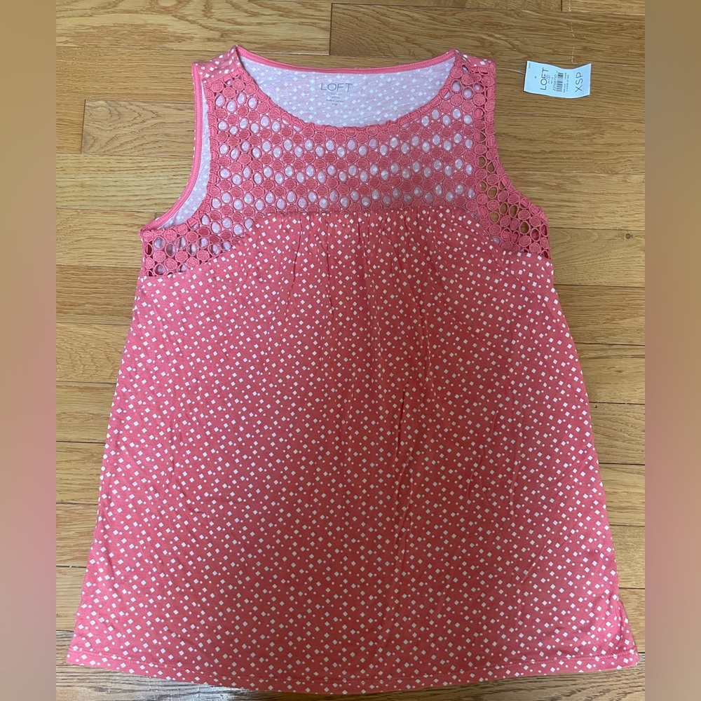 LOFT Pink Sleeveless Polka Dot Top